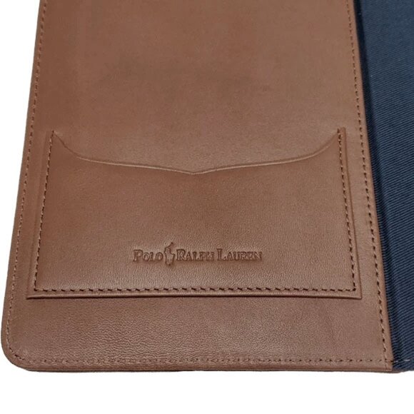 NEW POLO RALPH LAUREN Patchwork Madras Plaid & Leather Tablet Cover!  Navy Brown - Picture 4 of 6